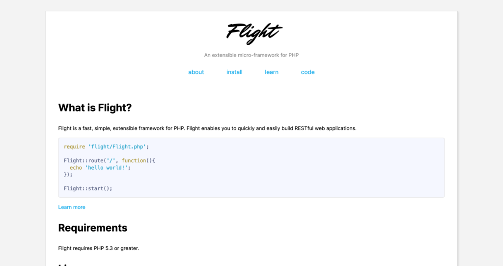 Flight - An extensible micro-framework for PHP